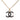 Black Chanel CC Gold Plated Enamel Pendant Necklace