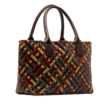 Brown Bottega Veneta Medium Intrecciato Multicolor Cabat Tote Bag - Designer Revival