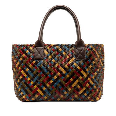 Brown Bottega Veneta Medium Intrecciato Multicolor Cabat Tote Bag - Designer Revival