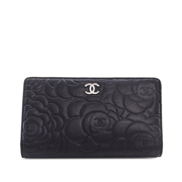 Black Chanel CC Camellia Bifold Wallet - Designer Revival