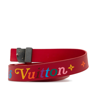 Red Louis Vuitton Monogram New Wave Belt - Designer Revival