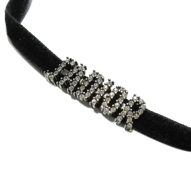 Black Dior Crystal and Velvet J'Adior Choker Necklace