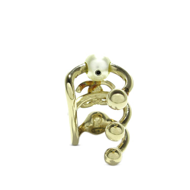 Gold Chanel Pearl Crystal CC Single Ear Cuff