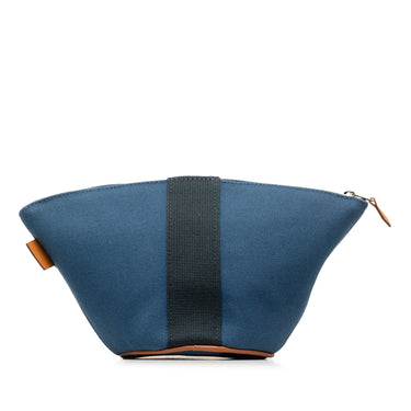 Blue Hermès Mini Toile Palmyre Pouch - Designer Revival