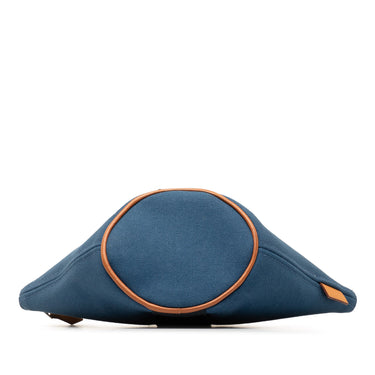 Blue Hermès Mini Toile Palmyre Pouch - Designer Revival