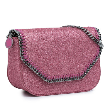Pink Stella McCartney Falabella Box Glitter Crossbody - Designer Revival