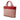 Red Burberry Leather Trimmed Tonal Check Canvas Handbag