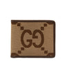 Brown Gucci Jumbo GG Canvas Bifold Small Wallet - Designer Revival