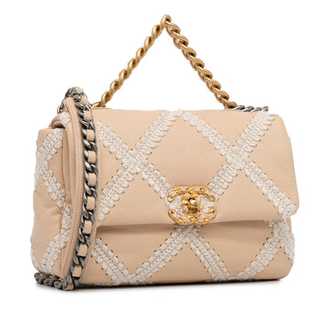 Beige Chanel Medium Crochet and Calfskin 19 Flap Bag Satchel - Atelier-lumieresShops Revival