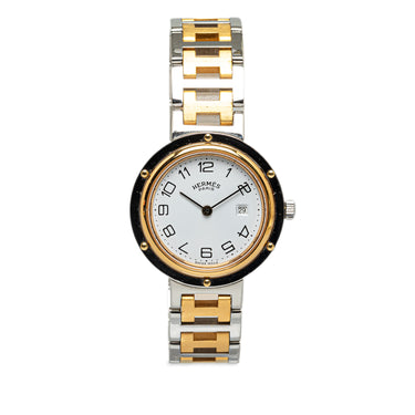 Silver Hermès Quartz Stainless Steel Clipper Watch - Designer Revival