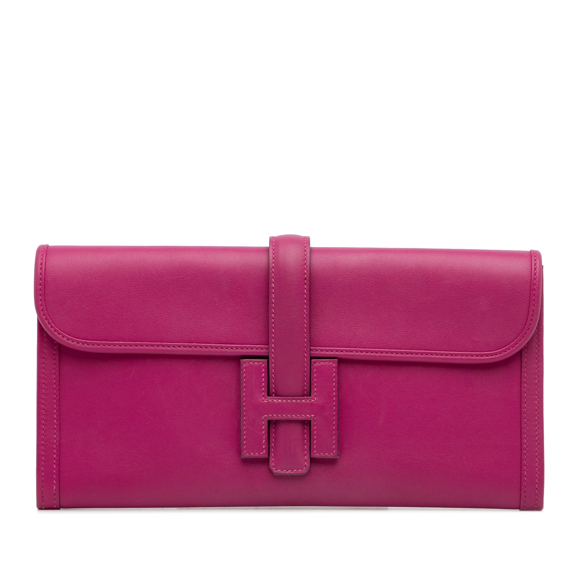 Pink Hermes Swift Jige Elan 29 Clutch Bag - Designer Revival