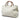 White Gucci Large Calfskin Bamboo Shopper Satchel