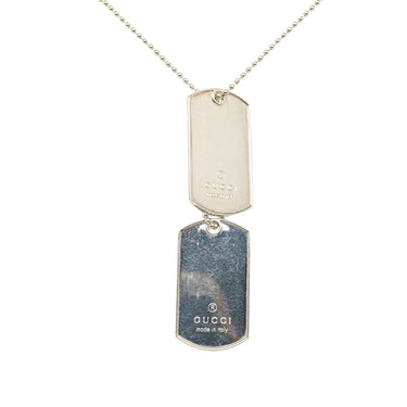 Silver Gucci Double Dog Tag Pendant Necklace