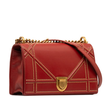 Red Dior Medium Studded Diorama Crossbody Bag - Designer Revival