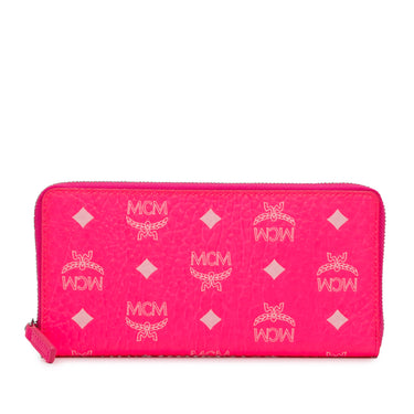 Pink MCM Visetos Zip Around Long Wallet - Designer Revival