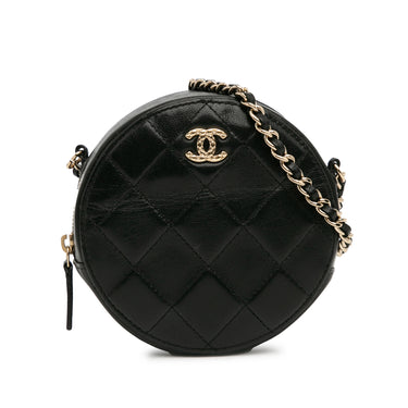 Black Chanel Quilted Lambskin Round Crossbody - Designer Revival