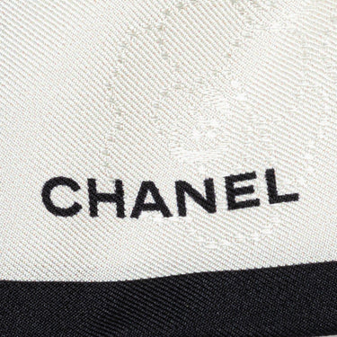 White Chanel Silk CC Bow Scrunchie - Designer Revival