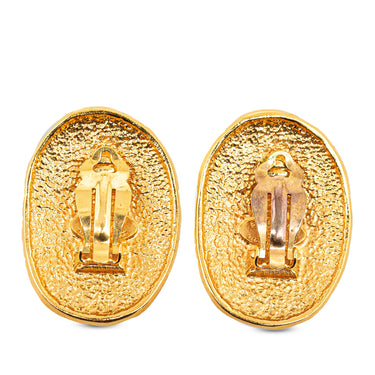 Gold Chanel CC Crown Clip On Earrings - Designer Revival