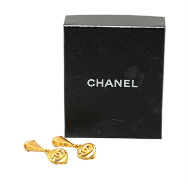 Gold Chanel CC Clip on Earrings
