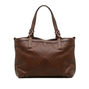 Brown Gucci Leather Diamante Craft Tote Bag - Designer Revival