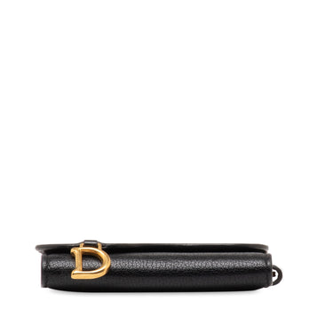 Black Dior Leather Saddle Key Holder - Designer Revival