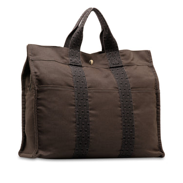 Brown Hermès Toile Herline MM Tote Bag