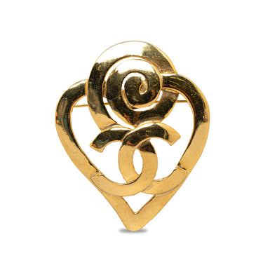 Gold Chanel CC Heart Brooch - Designer Revival