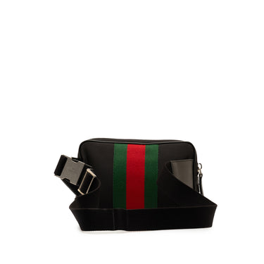 Black Gucci Canvas Web Slim Belt Bag