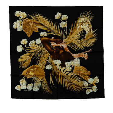 Black Hermes Turbans des Reines Silk Scarf Scarves