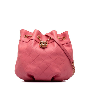 Pink Chanel Small Quilted Calfskin Bucket Bag - Designer Revival