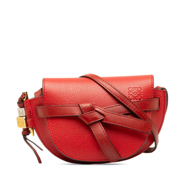 Red LOEWE Mini Leather Gate Bag - Designer Revival