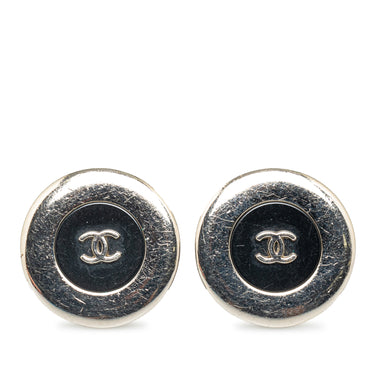 Silver Chanel CC Clip On Earrings