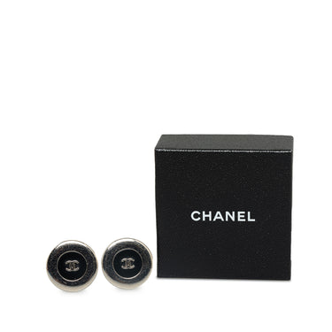 Silver Chanel CC Clip On Earrings