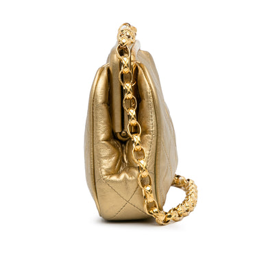Gold Chanel CC Lambskin Kiss Lock Frame Bag - Designer Revival