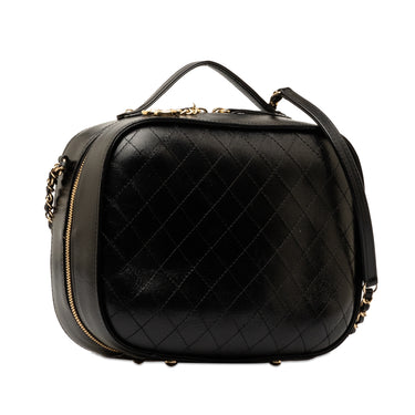 Black Chanel Medium Crumpled Calfskin Vanity Case - Designer Revival