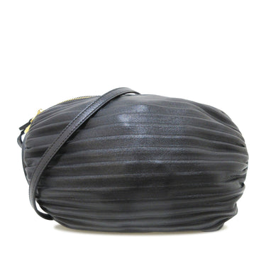 Black Loewe Pleated Nappa Bracelet Pouch Handbag