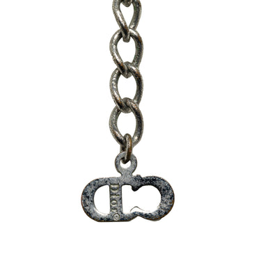 Silver Dior Logo Charm Necklace - Designer Revival