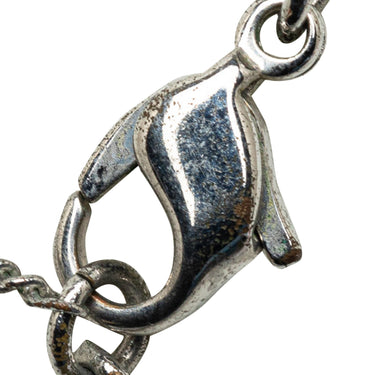 Silver Dior Logo Charm Necklace