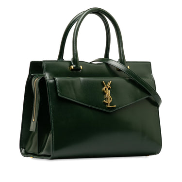 Green Saint Laurent Medium Leather Uptown Satchel - Designer Revival