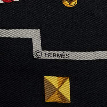 Black Hermès Les Cles Silk Scarf Scarves