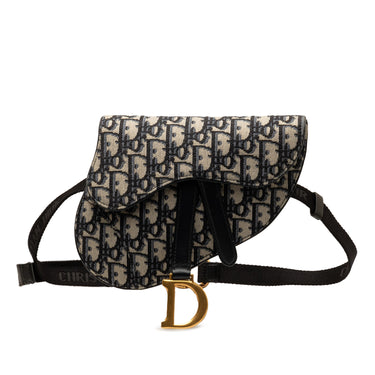 Blue Dior Oblique Canvas Saddle Belt Bag - Designer Revival
