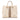 White Gucci Calfskin and GG Canvas Nailhead Tote