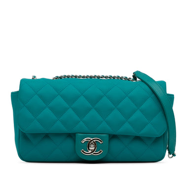 Blue Chanel CC Quilted Calfskin Single Flap Crossbody Bag