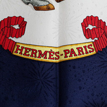 White Hermes Les Fetes du Roi Soleil Silk Scarf Scarves