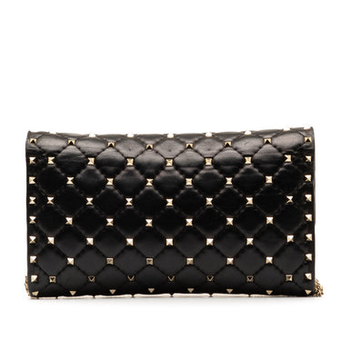 Black Valentino Rockstud Spike Wallet On Chain Crossbody Bag - Designer Revival