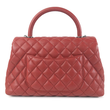 Red Chanel Medium Caviar Coco Top Handle Bag Satchel - Designer Revival