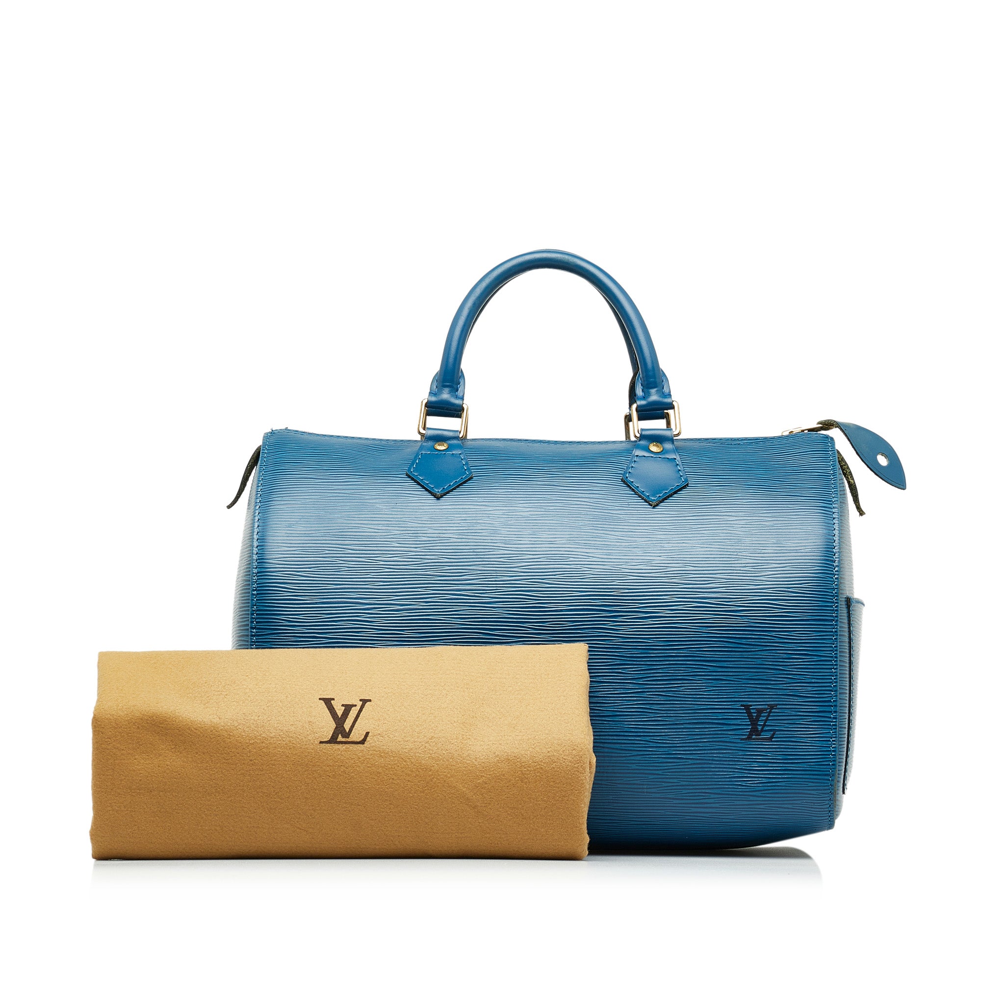 Louis+Vuitton+Speedy+Duffle+35+Toledo+Blue+Leather for sale online