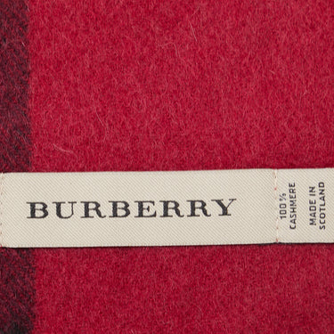 Red Burberry House Check Cashmere Scarf Scarves - Designer Revival