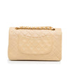 Beige Chanel Medium Classic Lambskin Double Flap Shoulder Bag