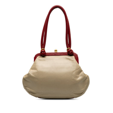 Brown Chanel Perforated Bow Frame Handbag - Designer Revival